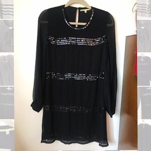 Gianni Bini Black Sequin & Chiffon Dress